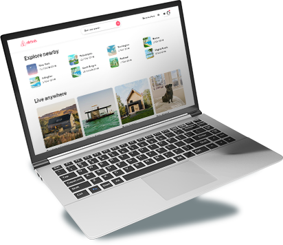 apple laptop icon with an airbnb page on the screen
