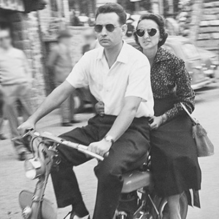 vintage image of a couple on a bike