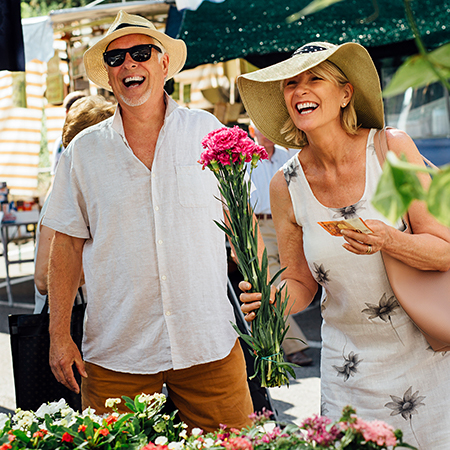older couple shopping for flowers