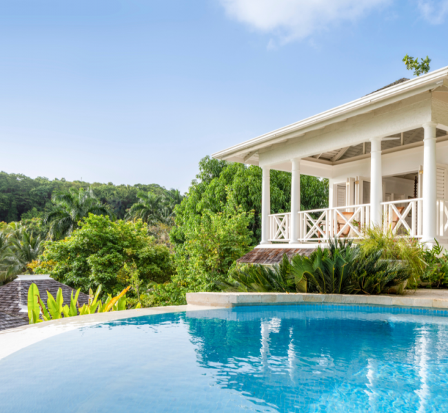 shot villa on the ledge with infinity pool