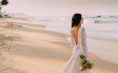 A lovely bride at the beach 