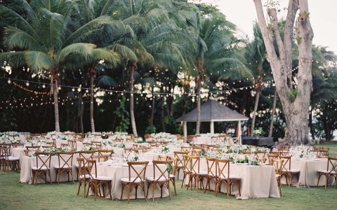 View of a wedding setup outdoors 