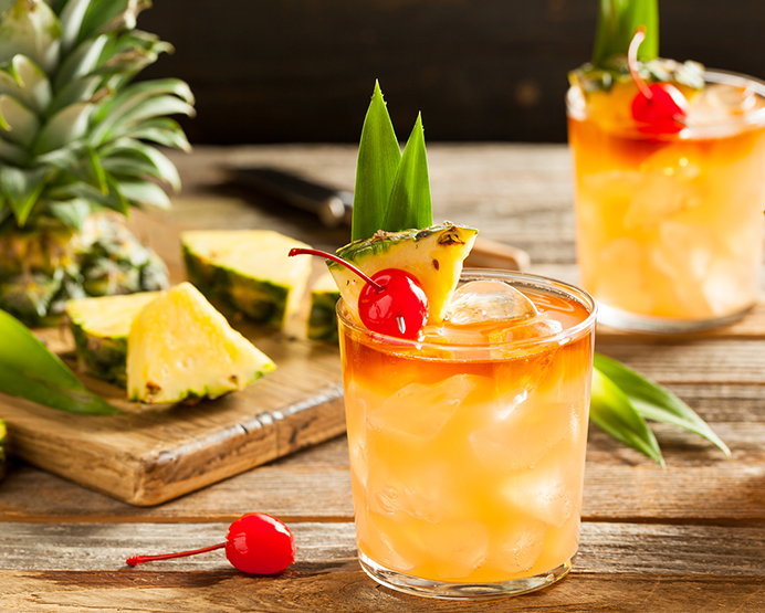 Closeup view of some pineapple cocktails