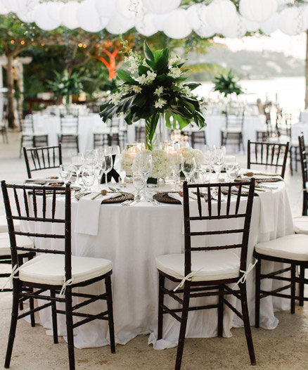 View of a table with a fancy decoration for a wedding celebration 