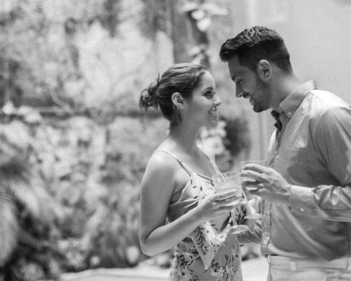 View of a lovely couple at her honeymoon