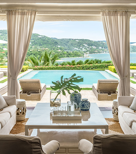 private pool in a villa with an ocean view