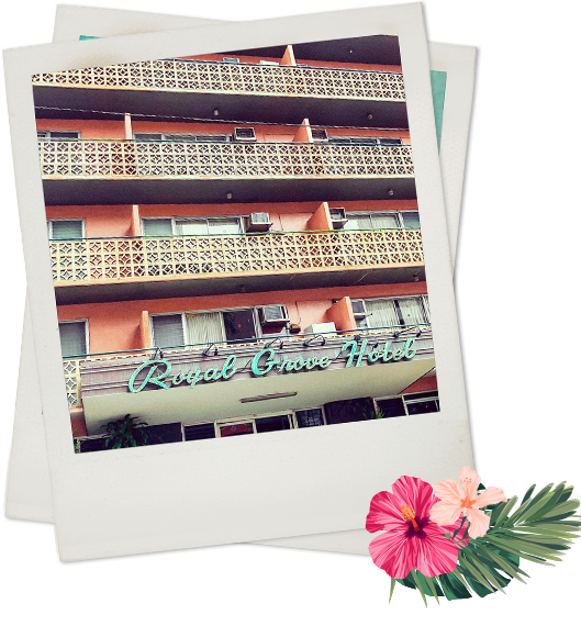 Polaroid of outside close up view of Royal Grove Hotel