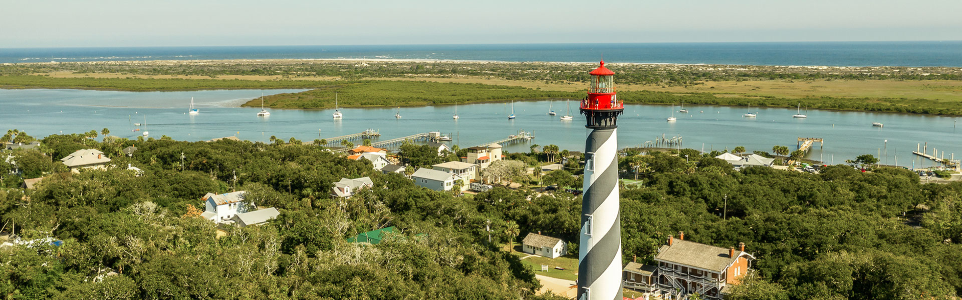 Aerial shot with ighthouse