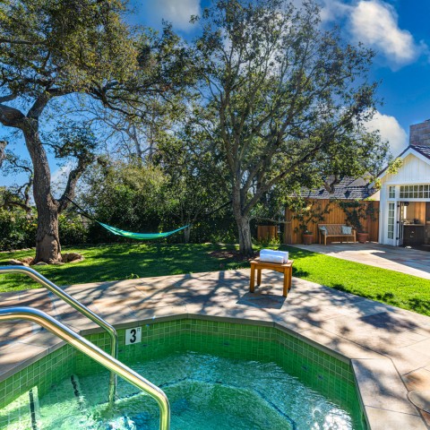 san ysidro oak grove cottage backyard with hot tub