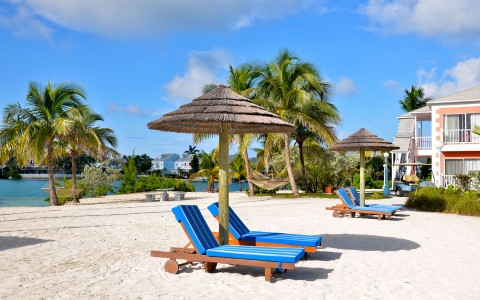 beach seating with umbrella