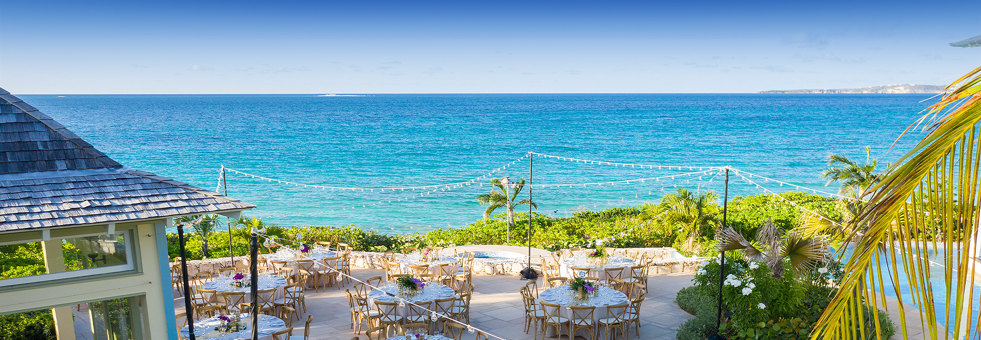 party set up overlooking the ocean