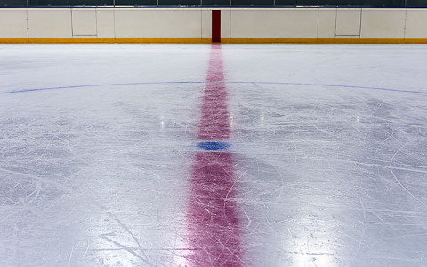 Close up of ice hockey rink