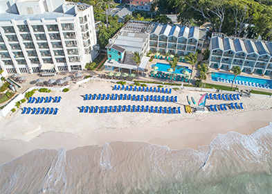 Top view of a big beach next to the property