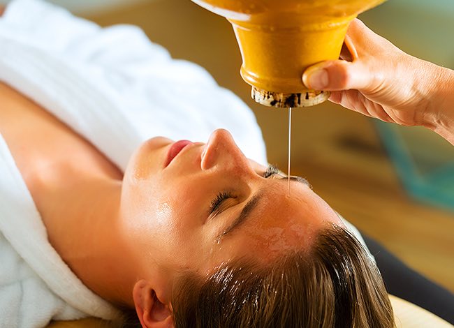 a woman getting a facial