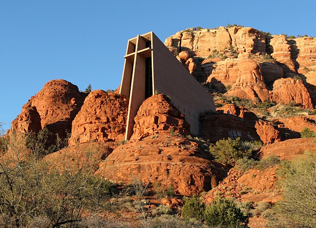 a chapel in the rock mountains