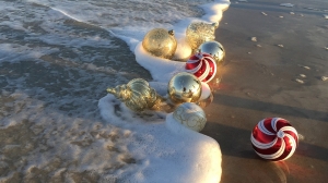 christmas ornaments on the shore