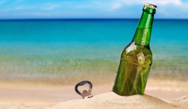 beer in sand