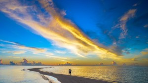 honeymooners on beach