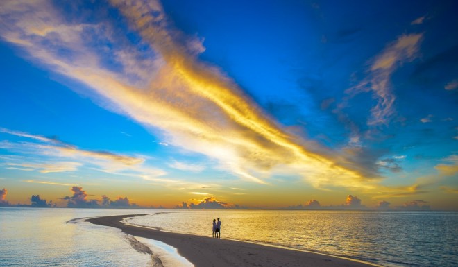 honeymooners on beach