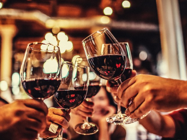 cheering wine glasses