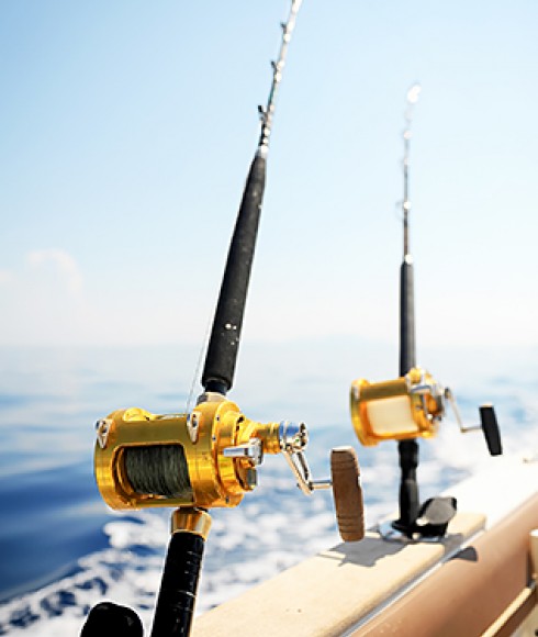 fishing rods off the edge of a boat