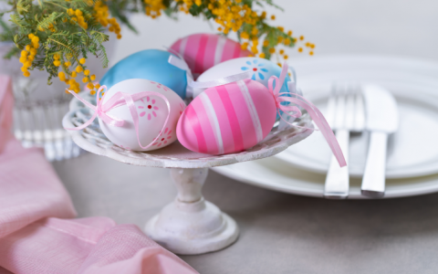 Easter egg decor on a table