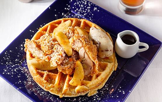 plate of chicken and waffles