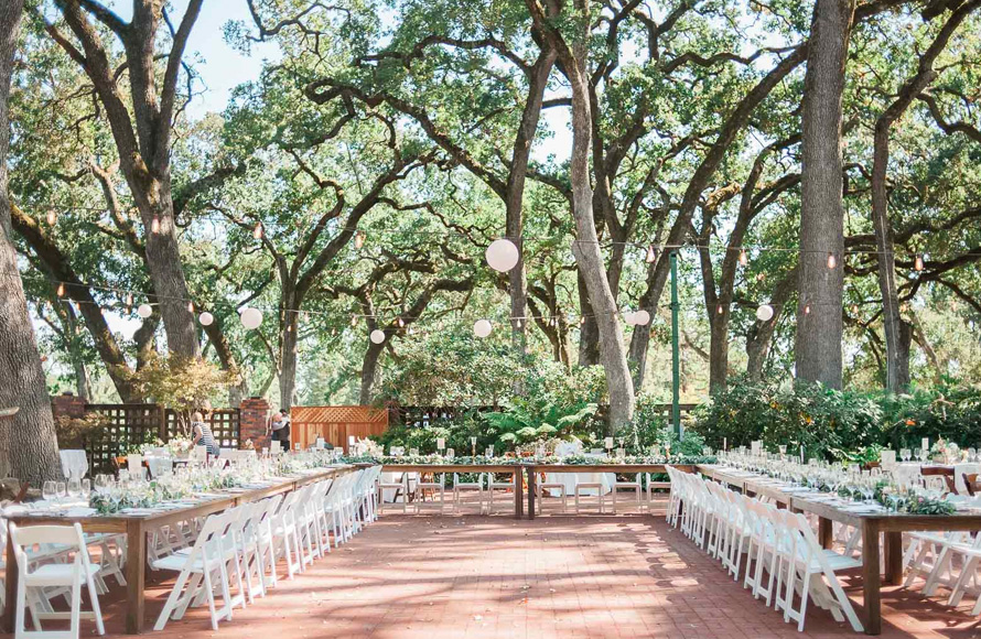 outside venue area with shading under the trees