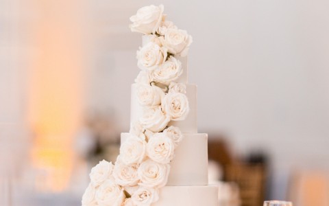 tiered rose wedding cake