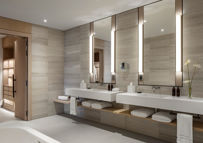 Interior view of the one bedroom suite bathroom at Silversands Grenada