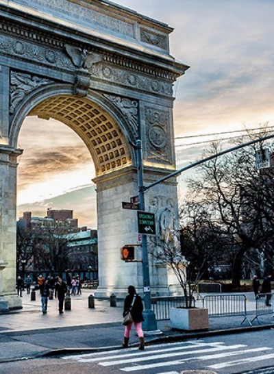 a large stone arch in washington square park