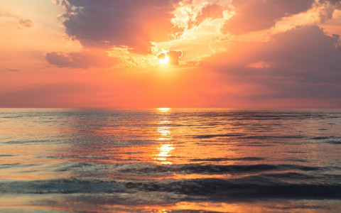 sunset of the ocean