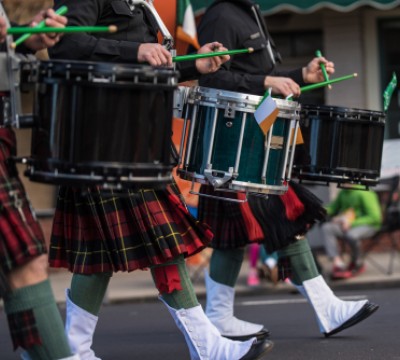 saint patrick day irish marching band drummers