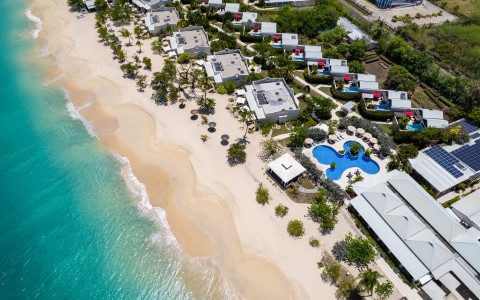 aerial shot of spice island beach resort