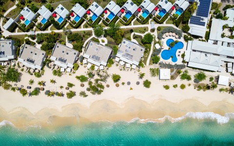 aerial shot of spice island beach resort