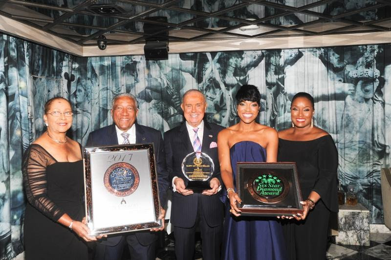 (l-r) Lady Hopkin; Sir Royston Hopkin KCMG, Chairman and Managing Director of Spice Island Beach Resort; Joseph Cinque, CEO of AAHS; Janelle Hopkin, Deputy Managing Director; and Nerissa Hopkin, Director & Deputy General Manager