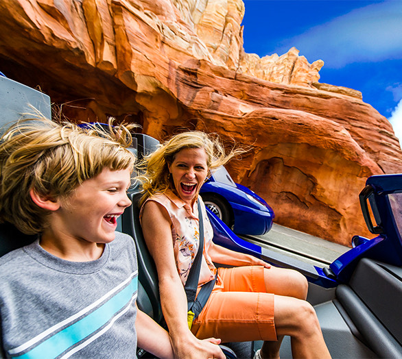 mom and son on ride