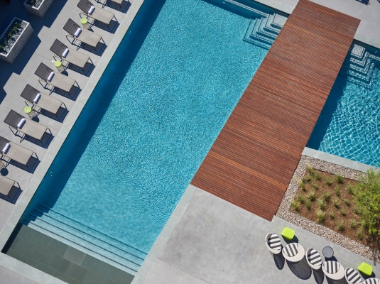 aerial view of the pool area