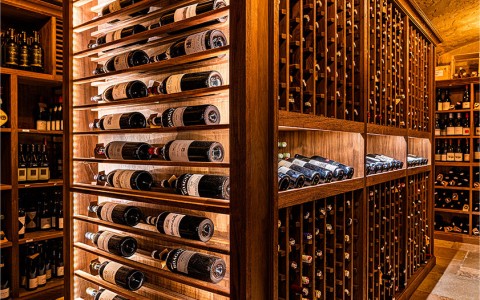 angled view of a wine cellar 