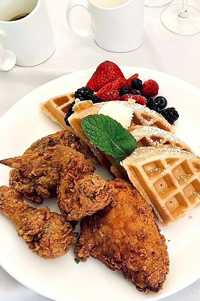 chicken and waffles brunch