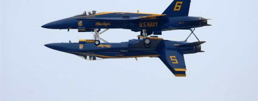 Two Blue Angels One on top of the other