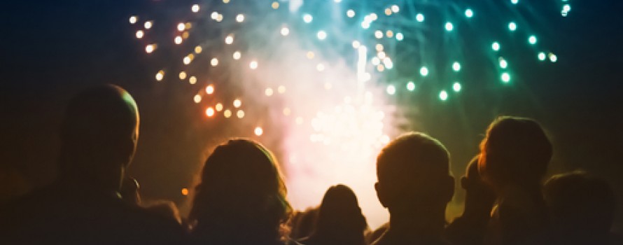 crowd watching fireworks