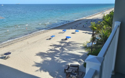 view of the beach from the balcony
