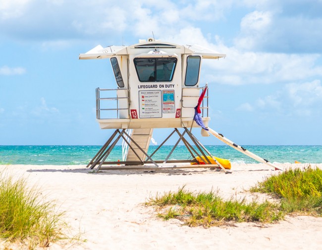lifeguard house near the water on the beach