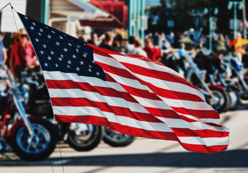 american flag and motorcycles