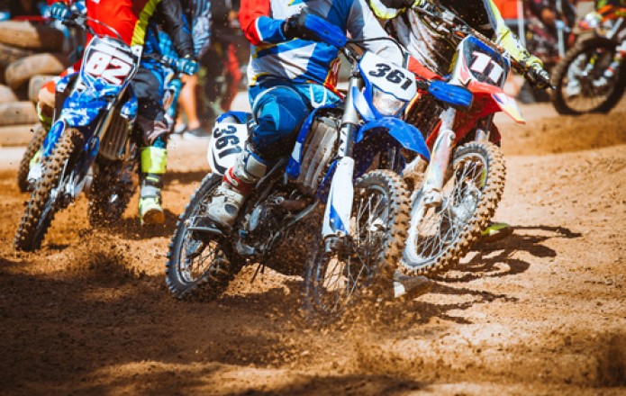 group of dirt bikes racing