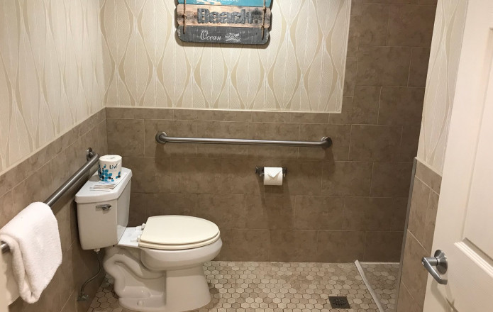 Accessible Non-View Room - Queen - Plan 9H-Guest bathroom with roll in shower