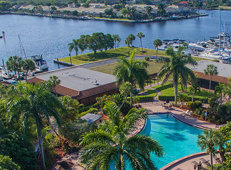 blue pool overlooking the intracoastal 