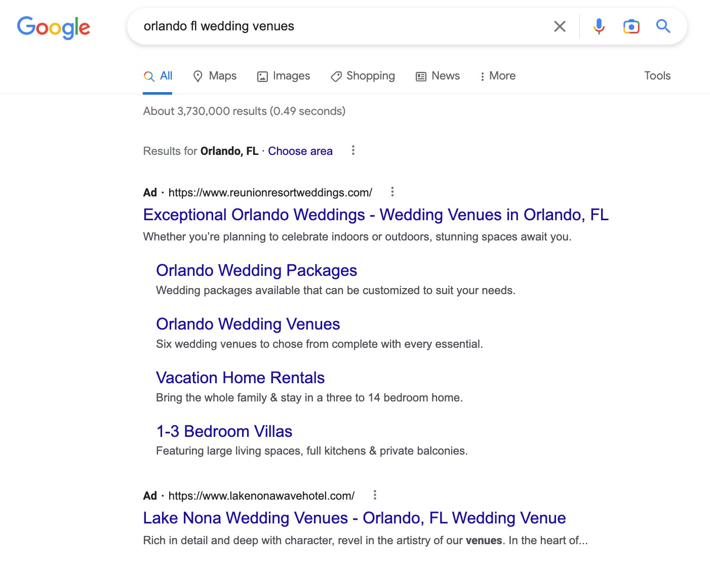 google search ad example