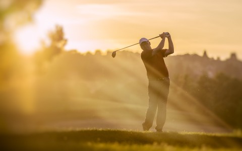 golfer in the sunset
